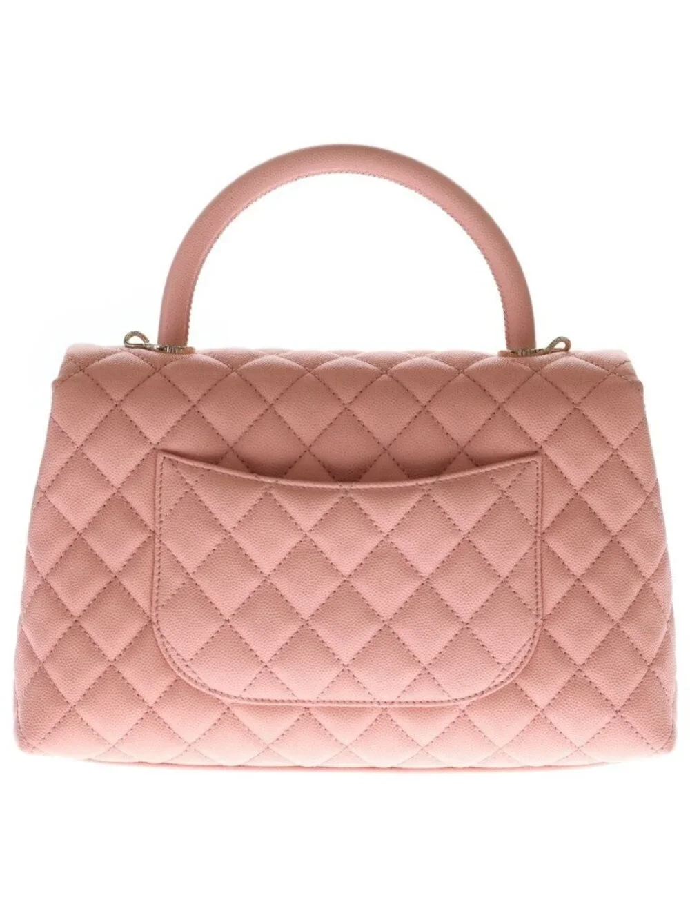 Chanel Quilted Top Handle 2-Way Shoulder Bag Salmon Pink Caviar Leather Gold
